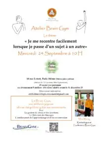 atelier brain gym, je me recentre facilement quand je passe d'un sujet à l'autre, kinésiologue, concentration, stress, charge mentale, fatigue, kinésiologie,