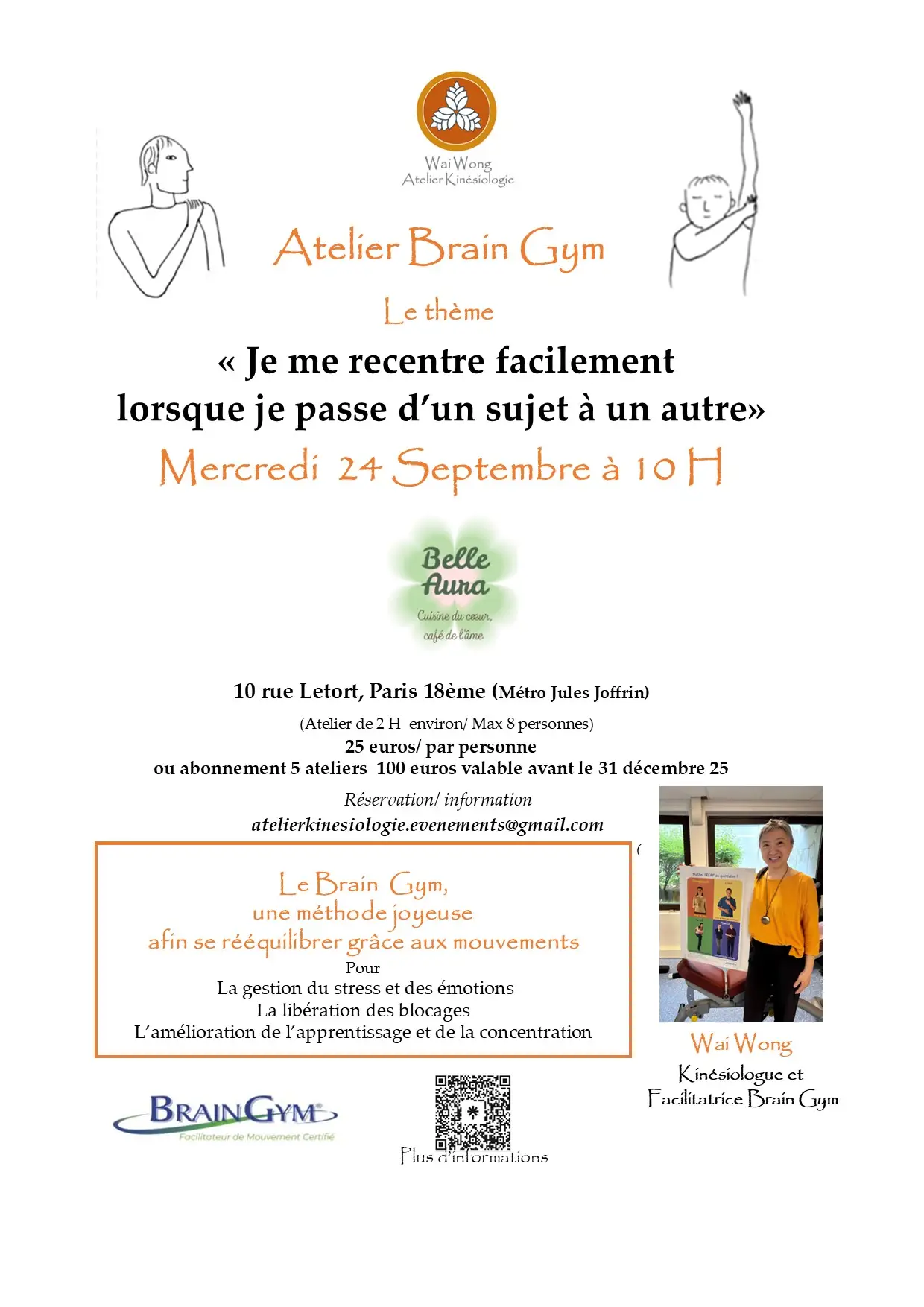 atelier brain gym, je me recentre facilement quand je passe d'un sujet à l'autre, kinésiologue, concentration, stress, charge mentale, fatigue, kinésiologie,