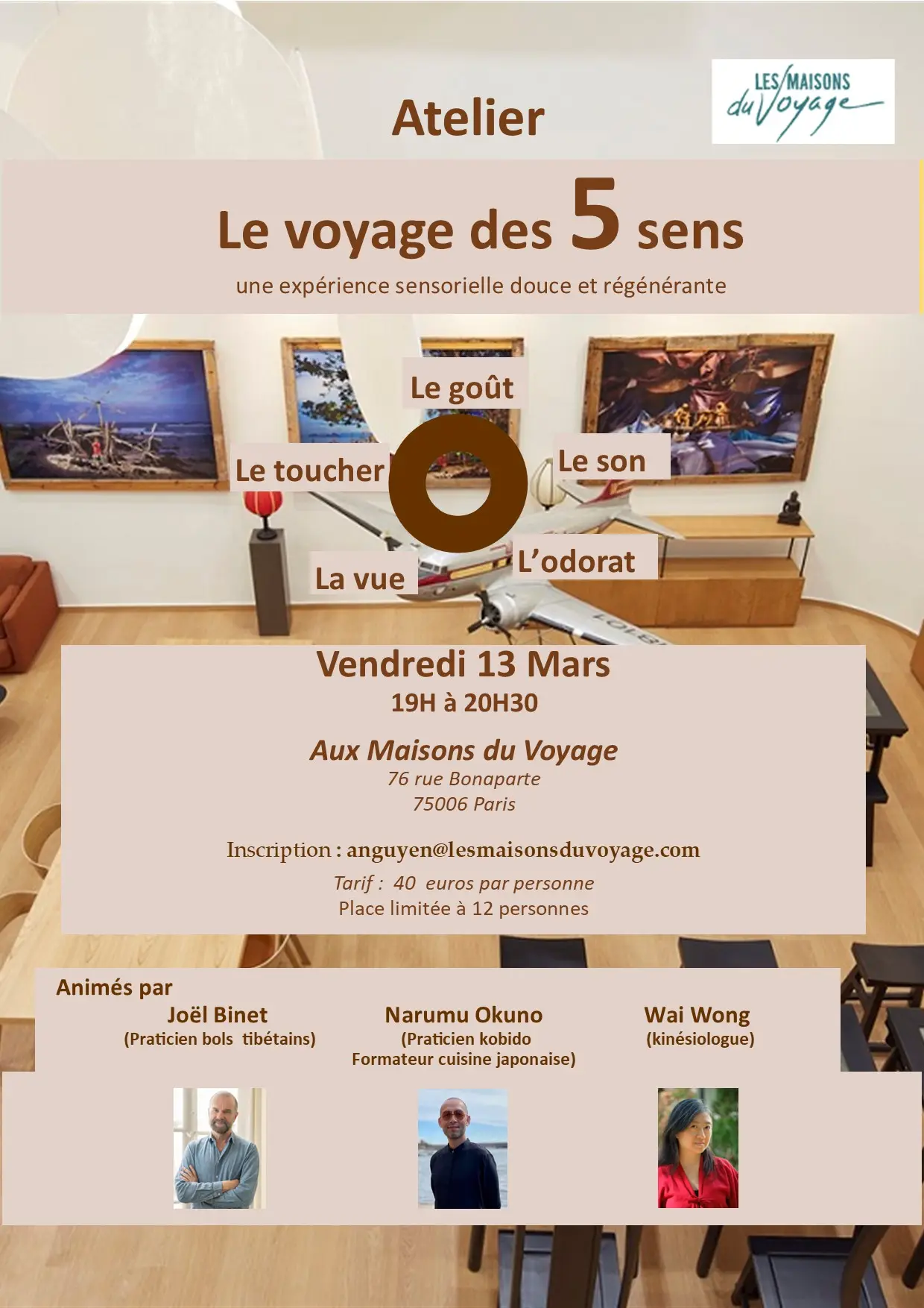 atelier 5 sens, bol tibétain, olfactothérapie, kobido, wai wong, narumu okudo, joel binet